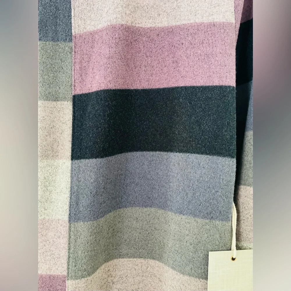 Cozy Striped Hooded Cardigan - Purple, Blue, Gray - Picture 4 of 7